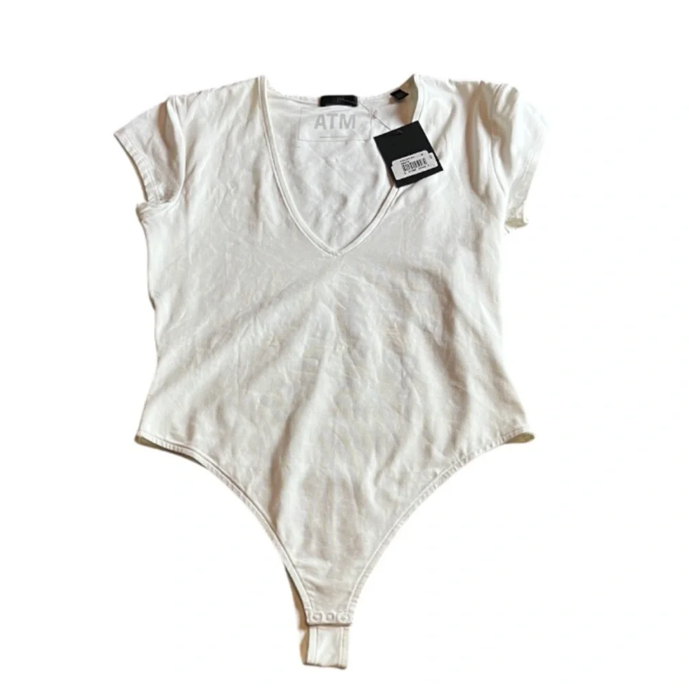 ATM Anthony Thomas Melillo V-Neck White Bodysuit NWT - Size Medium